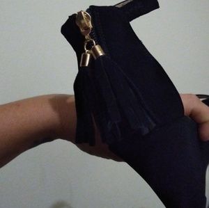 Black suede wedges